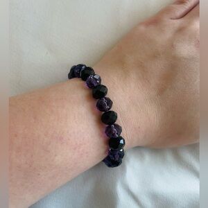 Handmade Purple and Black Faceted Bead Bracelet